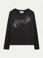 MICHAEL KORS KIDS Bluzka R30142 D Czarny Regular Fit. Czarne bluzki dla dziewczynek MICHAEL KORS KIDS, bez wzorów, z bawełny, bez kołnierzyka, bez ramiączek. Za 259.99 zł.