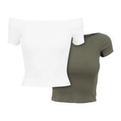 Koszulka Damska/żebrowana Bez Ramiączek (zestaw 2 Sztuk). Brązowe t-shirty damskie Urban Classics, l, bez wzorów, casualowe, bez kołnierzyka. Za 77.99 zł.