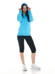 Bluza z bawełna z kaptur na co dzień na siłownię. Niebieskie bluzy sportowe damskie LEONE 1947 APPAREL, s, bez wzorów, z bawełny, bez kaptura, na fitness i siłownię. Za 147.31 zł.