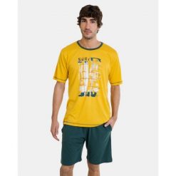 Piżama męska rozm. M P241307 Yellow P66. Żółte piżamy męskie Massana Homewear, m, bez wzorów, z bawełny, bez ramiączek, krótkie. Za 217.00 zł.