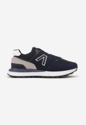 Granatowe Sznurowane Buty Sportowe Sneakersy na Płaskiej Podeszwie z Ozdobną Naszywką Tiresi. Niebieskie buty sportowe męskie Born2be, z jeansu, bez zapięcia. Za 109.99 zł.