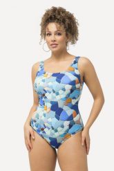 Damskie Kostium kąpielowy z nadrukiem bez miękkich miseczek okrągły dekolt. Niebieskie kostiumy jednoczęściowe damskie Ulla Popken, plus size, bez wzorów, z elastanu, sportowe, plus size, do pływania. Za 159.99 zł.