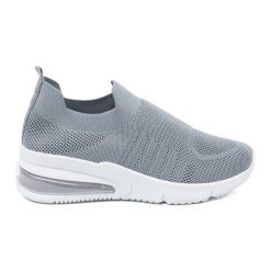 Buty sportowe wsuwane szare. Szare obuwie sportowe damskie bez wzorów, z materiału. Za 110.92 zł.