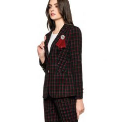 Elegancki żakiet w kratę L'AF BLAYNE. Zielone żakiety damskie L’AF, l, z aplikacjami, biznesowe. Za 829.00 zł.