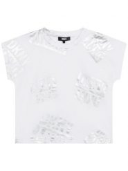 DKNY T-Shirt D35S77 D Biały Regular Fit. Białe t-shirty i topy dla dziewczynek DKNY, bez wzorów, z bawełny, bez ramiączek. Za 239.99 zł.