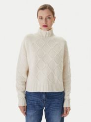 Elisabetta Franchi Sweter MK-55T-57E2 Biały Regular Fit. Białe swetry damskie Elisabetta Franchi, bez wzorów, z wełny, bez kołnierzyka, bez ramiączek, bez kaptura. Za 1,799.00 zł.