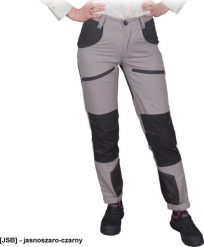 R.E.I.S. HOBBER-L - damskie spodnie ochronne do pasa HOBBER, 6 kieszeni, guma tył pasa, ściągacze dół nogawek rzep zapięcie, 65% - jasnoszaro-czarny. Brązowe spodnie materiałowe damskie R.E.I.S., l, bez wzorów, z gumy. Za 114.10 zł.