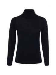 Brookshire bluzka z golfem Kobiety Wełna merino czarny, S. Czarne bluzki damskie brookshire, s, bez wzorów, z wełny, bez kołnierzyka, bez ramiączek. Za 249.95 zł.