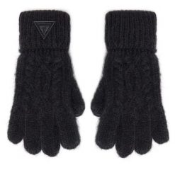 Rękawiczki Damskie Guess. Czarne rękawiczki damskie Guess, z aplikacjami, z dzianiny. Za 179.99 zł.