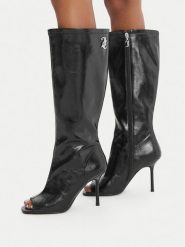 Juicy Couture Kozaki EO-C5165-1 Czarny. Czarne kozaki damskie Juicy Couture, ze skóry, bez obcasa, na szpilce. Za 349.99 zł.