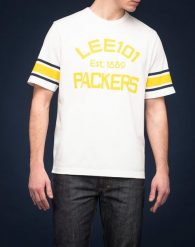 LEE 101 GRAPHIC TEE SS CLOUD DANCER 112124091. T-shirty męskie Lee, m, bez wzorów, bez kołnierzyka. Za 79.99 zł.