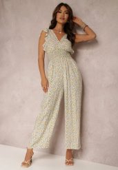 Niebiesko-Żółty Kombinezon Euphousa. Żółte sukienki damskie Renee, na imprezę, na lato, l, z aplikacjami, bez kołnierzyka, bez ramiączek, maxi. Za 54.99 zł.