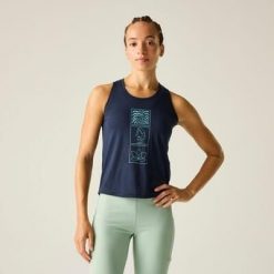 Damska kamizelka z grafiką Harmonic. Niebieskie koszulki sportowe damskie Dare 2b, bez wzorów, z lyocellu, bez kołnierzyka, bez ramiączek, na fitness i siłownię. Za 119.99 zł.