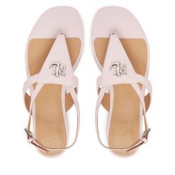 Sandały LAUREN RALPH LAUREN. Czerwone sandały damskie Lauren Ralph Lauren, bez wzorów, bez obcasa, na płaskiej podeszwie, bez zapięcia. Za 369.99 zł.