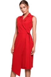 Sukienka marynarka na lato bez rękawów asymetryczna żakietowa czerwona. Czerwone sukienki damskie Sukienki.shop, m, bez wzorów, biznesowe. W wyprzedaży za 160.00 zł.