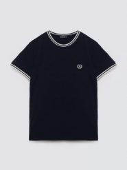 Koszulka męska z kontrastowym wykoŅczeniem grantowa Polias 403. Niebieskie koszulki sportowe męskie Big Star, l, bez wzorów, z bawełny, eleganckie, bez kołnierzyka. Za 99.99 zł.