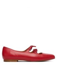 Balagan Baleriny Shirley Czerwony. Czerwone baleriny damskie BALAGAN, bez wzorów, ze skóry, bez obcasa. Za 569.99 zł.