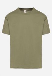 Ciemnozielona Bawełniana Koszulka T-shirt w Stylu Basic Malorisa. Brązowe t-shirty męskie Born2be, l, bez wzorów, z bawełny, eleganckie, bez kołnierzyka. Za 34.99 zł.