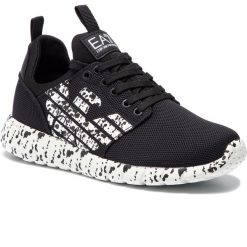 Sneakersy EA7 EMPORIO ARMANI - X8X007 XK073 A120 Black/White. Czarne półbuty damskie EA7 Emporio Armani, z materiału, bez zapięcia. W wyprzedaży za 409.00 zł.