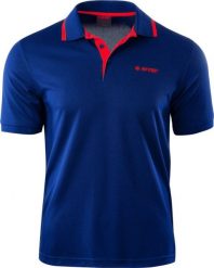 Hi-Tec Koszulka męska Polo Site blue print/high risk red r. M. Czerwone koszulki polo męskie Hi-tec, m, bez wzorów, bez ramiączek. Za 58.79 zł.