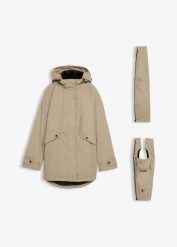 Kurtka ciążowa 6 w 1 z hydrofobowego materiału, z wstawką na nosidełko i odpinaną podszewką w formie bluzy z polaru. Brązowe bluzy damskie bonprix, bez wzorów, z polaru, bez kaptura. Za 499.99 zł.