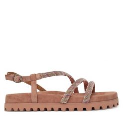 Sandały Alma En Pena. Czerwone sandały damskie Alma en Pena, bez wzorów, bez obcasa, na płaskiej podeszwie, bez zapięcia. Za 459.99 zł.