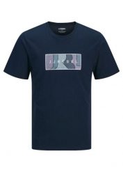 T-shirt JJ REBEL z czystej bawełny. Niebieskie t-shirty męskie bonprix, m, bez wzorów, z bawełny, bez kołnierzyka. Za 44.99 zł.