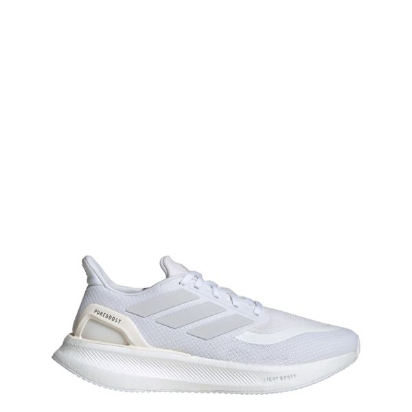 Buty Pureboost 5 Running. Białe obuwie sportowe damskie Adidas, bez wzorów, z materiału, do biegania. Za 488.55 zł.