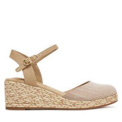 Espadryle Tommy Hilfiger. Brązowe sandały damskie Tommy Hilfiger, bez wzorów, bez obcasa, bez zapięcia. Za 219.99 zł.