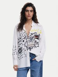 Desigual Koszula Persefone 25SWCW41 Biały Loose Fit. Białe bluzki damskie Desigual, m, bez wzorów, z wiskozy, bez kołnierzyka, bez ramiączek. Za 199.99 zł.