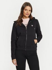 Guess Jeans Bluza GJ ZIP HOOD REG MINI W4YQ03 KC811 Czarny Regular Fit. Czarne bluzy damskie Guess Jeans, s, z aplikacjami, z bawełny, bez kaptura. Za 269.99 zł.