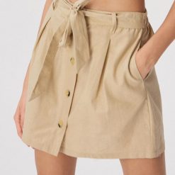 Rozkloszowana spódnica z lnem - Kremowy. Spódnice damskie marki Sinsay. Za 59.99 zł.
