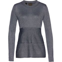 Sweter Premium z baskinką bonprix ciemnoniebieski. Niebieskie swetry damskie bonprix, bez wzorów, bez kołnierzyka, bez ramiączek, bez kaptura. Za 37.99 zł.