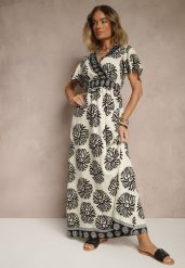 Beżowo-Czarna Sukienka w Print Boho z Wiskozy Rozkloszowana z Dekoltem V Palarina. Czarne sukienki damskie Renee, na lato, l, bez wzorów, z wiskozy, boho, bez kołnierzyka, bez ramiączek, maxi, rozkloszowane. Za 74.99 zł.