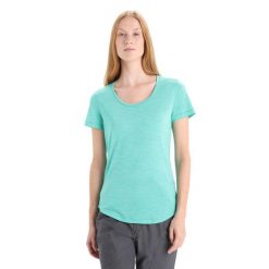 Koszulka Turystyczna Damska Icebreaker Sphere II SS Scoop T-Shirt. Zielone koszulki sportowe damskie Icebreaker, s, bez wzorów, sportowe, bez kołnierzyka. Za 255.68 zł.