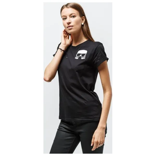 Karl Lagerfeld Koszulka Ikonic Karl Pocket , czarny, rozmiar L. Czarne t-shirty damskie KARL LAGERFELD, l, bez wzorów, z bawełny, bez kołnierzyka. Za 349.99 zł.