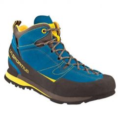 Buty podejściowe La Sportiva Boulder X Mid GTX zamszowe Gore‑Tex Vibram Idrogrip. Niebieskie trekkingi męskie La Sportiva, trekkingowe, gore-tex. Za 835.99 zł.