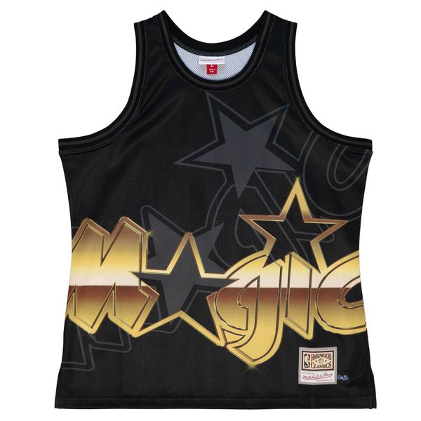 Tank top Orlando Magic NBA Big Face 4.0 Fashion. Czarne koszulki sportowe męskie Mitchell & Ness, bez wzorów, bez kołnierzyka, bez ramiączek, do koszykówki. Za 338.00 zł.