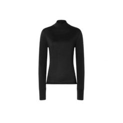 Sweter damski z golfem super.natural Tundra175. Czarne swetry damskie super.natural, uniwersalny, bez wzorów, z jersey, bez kołnierzyka, bez ramiączek, długie, bez kaptura. Za 404.50 zł.