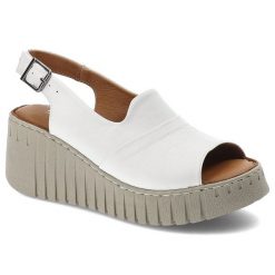Białe Sandały Artiker Wygodne Obuwie Damskie. Białe klapki damskie Artiker, bez wzorów, ze skóry, eleganckie, bez obcasa, na koturnie. Za 259.00 zł.