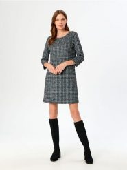 Sukienka mini - wielobarwny. Sukienki damskie Sinsay, l, bez wzorów, eleganckie, bez kołnierzyka, bez ramiączek, mini, trapezowe. Za 49.99 zł.