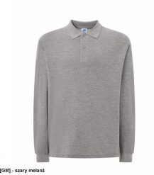 JHK - polo męskie długi rękaw, dwa guziki, boczne rozcięcia, dłuższe na pleach, 100% bawełna 200 - 210g szary melanż 4XL. Szare koszulki polo męskie JHK, m, bez wzorów, z bawełny, bez ramiączek. Za 51.19 zł.