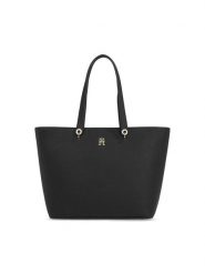 Tommy Hilfiger Torebka Th Emblem Tote AW0AW15178 Czarny. Czarne torebki do ręki damskie Tommy Hilfiger, bez wzorów, ze skóry, bez dodatków. Za 639.99 zł.
