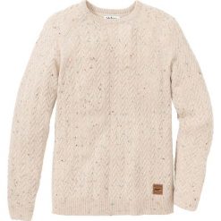Sweter z okrągłym dekoltem w warkocze Regular Fit bonprix naturalny melanż. Swetry przez głowę męskie marki bonprix. Za 49.99 zł.
