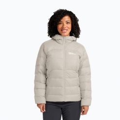 Kurtka puchowa damska Jack Wolfskin Ather Down Hoody. Brązowe kurtki damskie Jack Wolfskin, bez wzorów, z puchu, bez kaptura, trekkingowe. Za 769.99 zł.