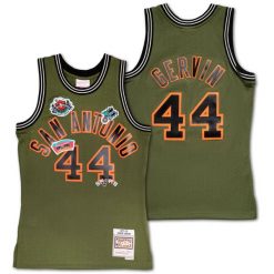 Koszulka Nba San Antonio Spurs George Gervin. Zielone koszulki sportowe męskie Mitchell & Ness, bez wzorów, bez kołnierzyka, bez ramiączek, do koszykówki. Za 616.50 zł.