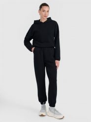 4F Spodnie dresowe z waflowej dzianiny damskie - czarne XL. Czarne spodnie dresowe damskie 4f, xl, bez wzorów, z dresówki. Za 169.99 zł.