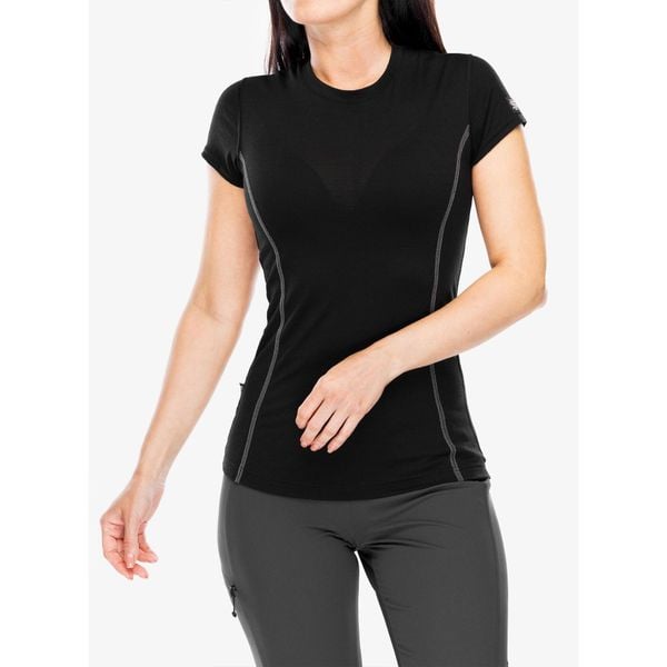 Koszulka merino damska Sensor Merino Active Tee S/S. Czarne koszulki sportowe damskie Sensor, s, bez wzorów, bez kołnierzyka, bez ramiączek. Za 251.99 zł.