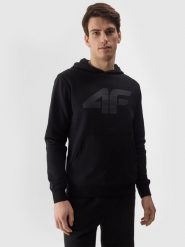 4F Bluza dresowa nierozpinana z kapturem męska - czarna M. Czarne bluzy sportowe męskie 4f, m, bez wzorów, z bawełny, z kapturem. W wyprzedaży za 89.99 zł.