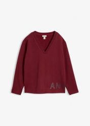 Bluza z elastycznej mieszanki bawełny. Niebieskie bluzy damskie bonprix, bez wzorów, z bawełny, bez kaptura. Za 154.99 zł.